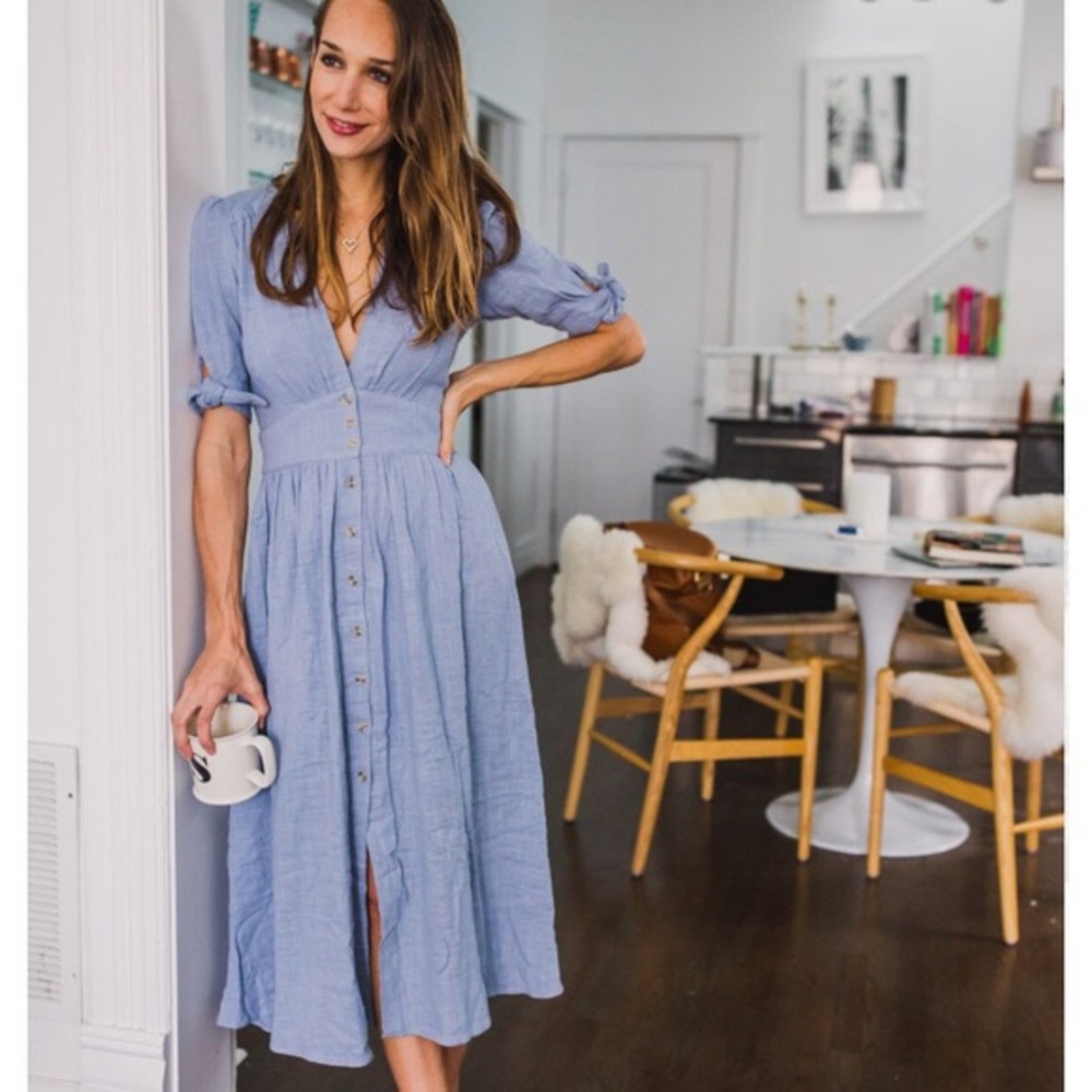 SOLD 🌿 Free People Blue ‘Love of My Life’ Dress - Picture 1 of 16